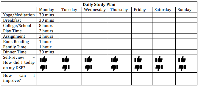 Daily Study Plan Time Table